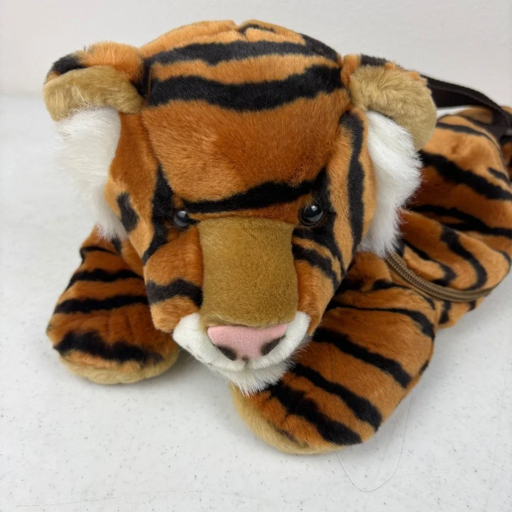 Aurora World Plush Tiger‎ Backpack Orange Black Striped Stuffed Animal Bag 16in
